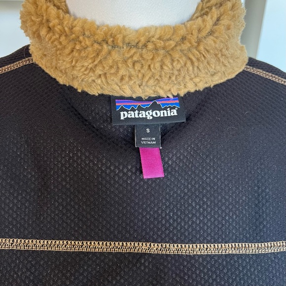 Patagonia Womens Classic Retro-X Fleece Vest Nest Brown/Pitch Blue/Magenta Small - Picture 6 of 7
